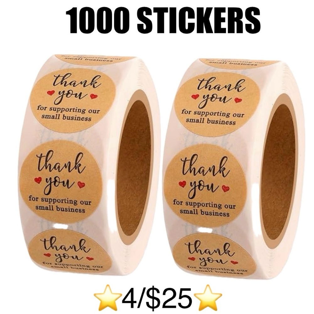 1000 Count “Thank You for Supporting Our Small Business” 1” Round Kraft Stickers